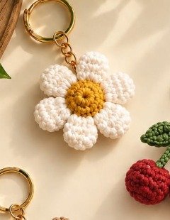 Crochet flower charm